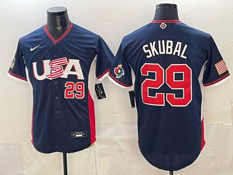 Men 2026 World Cub USA #29 Raleigh blue Nike MLB Jersey 003->more jerseys->MLB Jersey